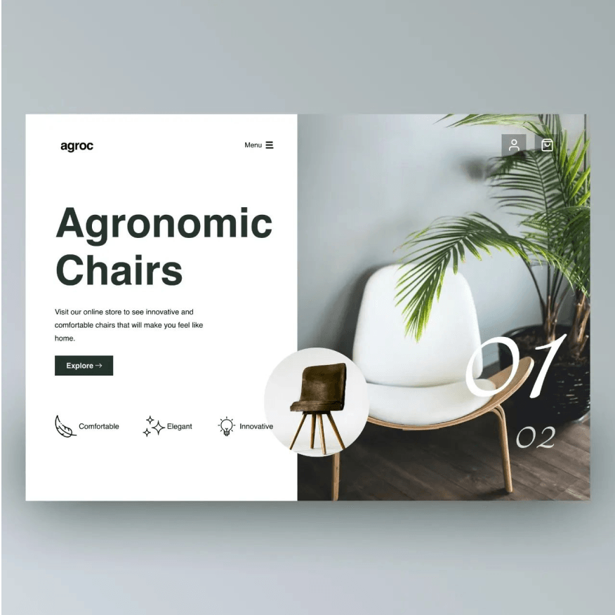 Agronomic Chair Ecommerce store UI Design